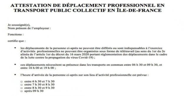 Certificate employer : mandatory yet, on June 2, in the transport of the Ile de France, info