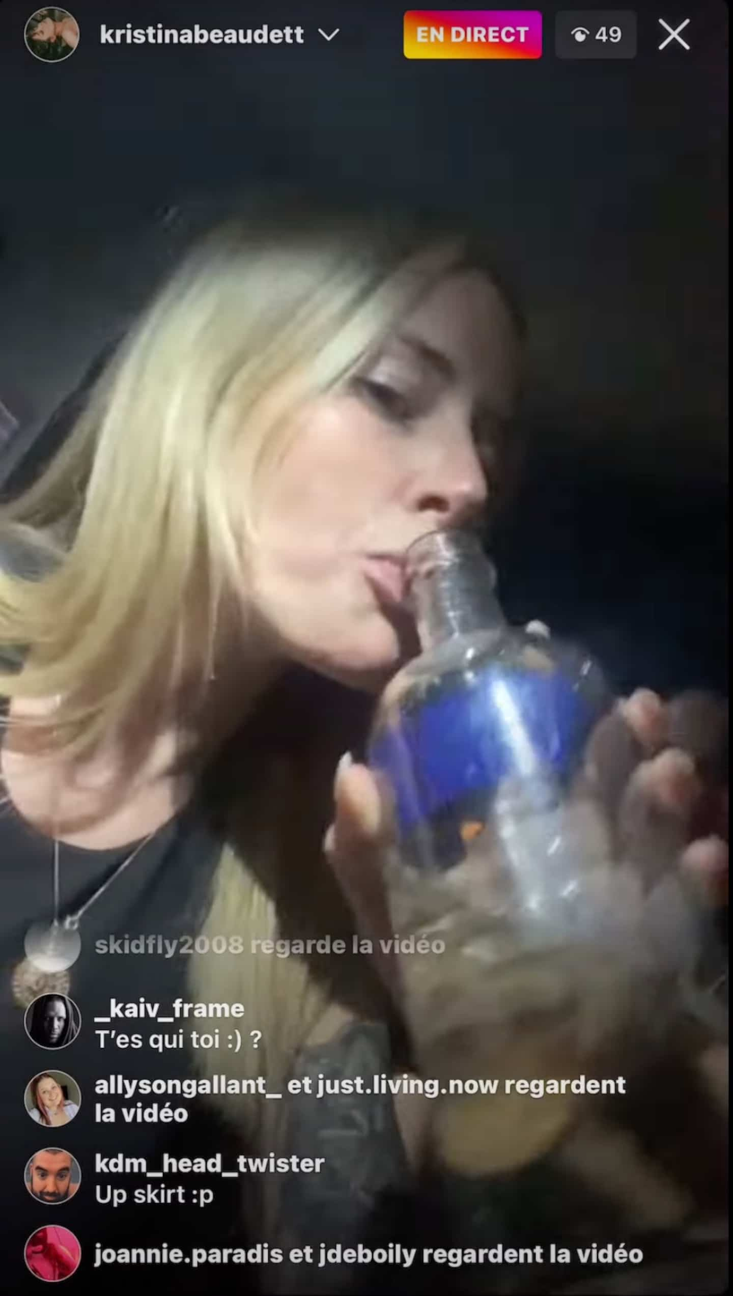 The “vaping influencer” films herself driving with a bottle of alcohol