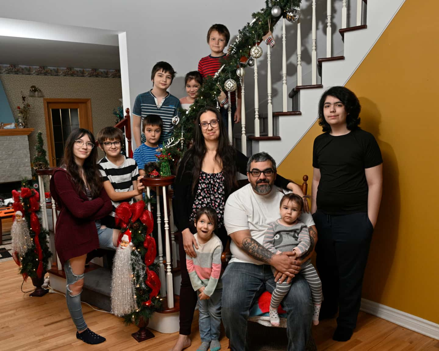 Christmas in a big way: nine children to manage... with a truck driving father on the road