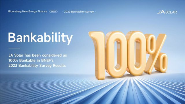 STATEMENT: JA Solar recognized as 100% bankable in a BNEF survey