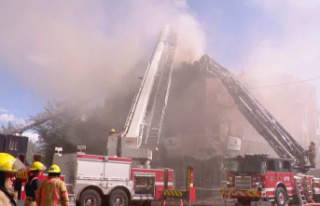 A major fire rages near the Bell Center