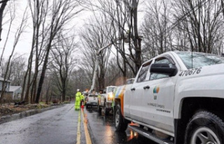 Iberdrola employees in the US work to restore electricity...